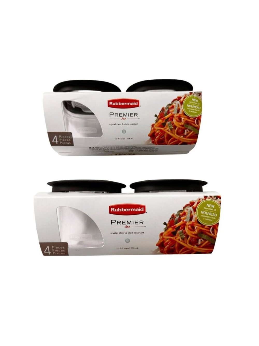 NEW Rubbermaid Premier Easy Lids Food Storage .5-Cup, (2) 2-Pack Container